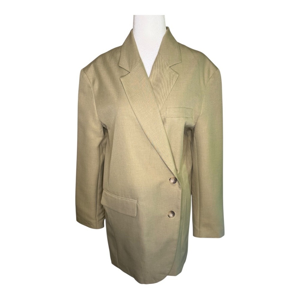NEW Topshop Double Breasted Blazer Oversized‎ Khaki Career Jacket US 4